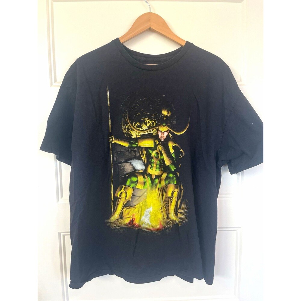 Marvel Loki Men's Black Graphic Print Crew Neck Short Sleeve T-Shirt XL